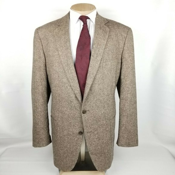 Oak Hill Sport Coat Mens 48T 1XLT Brown Wool Blend - Picture 2 of 12